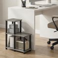 thumbnail image 2 of Furinno Turn-N-Tube Toolless Assembly 2-Tier Ladder Shape Grey Book Shelf with Open Frame Design, Corner Shelf, Open Shelves, for Living Room, Garage, Home Office, Grey Oak, 2 of 4