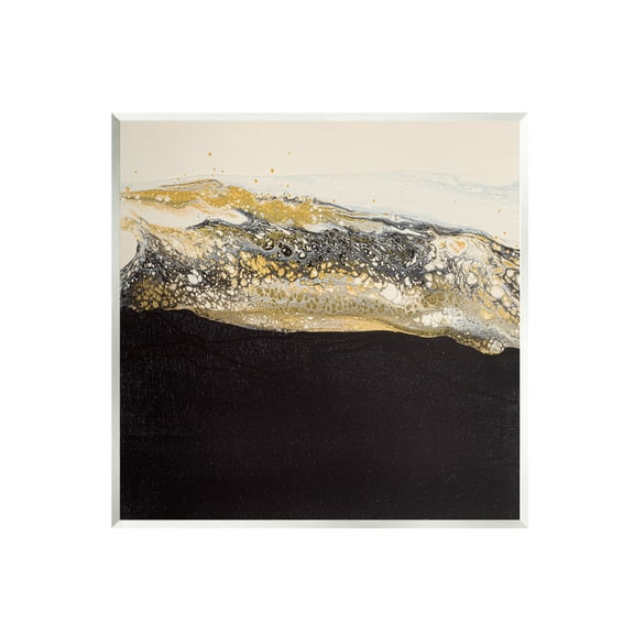 Stupell Industries Abstract Black & Glam Ripples Abstract Painting Unframed Art Print Wall Art, 12 x 12