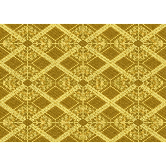 Ahgly Company Machine Washable Indoor Rectangle Transitional Bright Gold Yellow Area Rugs, 7' x 9'