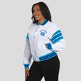 thumbnail image 5 of Women's WEAR by Erin Andrews White/Carolina Blue North Carolina Tar Heels Satin Stitch Full-Snap Fleece Sweatshirt, 5 of 6