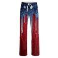 thumbnail image 3 of 4th of July Women's Pajama Pants Stretch Drawstring Lounge Pajama Pants USA Flag Star Printed Wide Leg Sleepwear Bottoms America 250th Anniversary Classic Baggy Sleep Pants with Pockets, 3 of 4