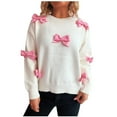 thumbnail image 2 of EGNMCR Chandail à Col Rond pour Femmes, Manches Longues, Col Rond, Couleur Unie, Bijou, Chandail Ample en Tricot, Haut en Polyester pour Femmes, 2 of 5
