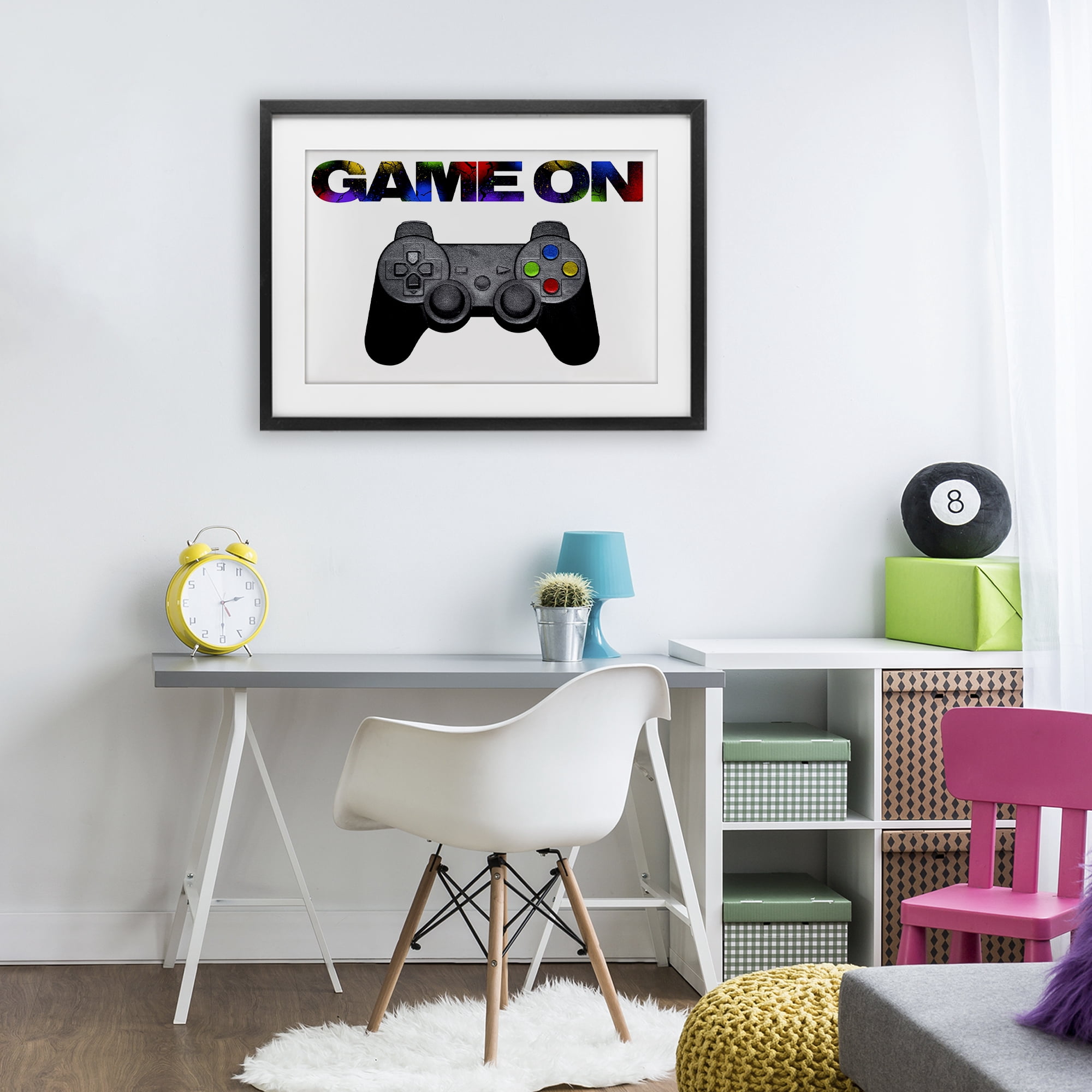 Stupell Industries Controller Game On Splatter Black Framed Print Under Glass, design by Marcus Prime