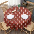 thumbnail image 3 of Red Christmas Tree Pattern Round Tablecloth 60"x60",Wrinkle Wipeable Table Cloth for Kitchen Dining Room Picnic Patio Party, 3 of 6