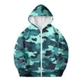 thumbnail image 2 of FAIOROI Big Girls' 8T Mint Green Camo Zip Up Hoodie - Durable, Machine Washable, Lightweight for Outdoor Adventures & School, 2 of 8