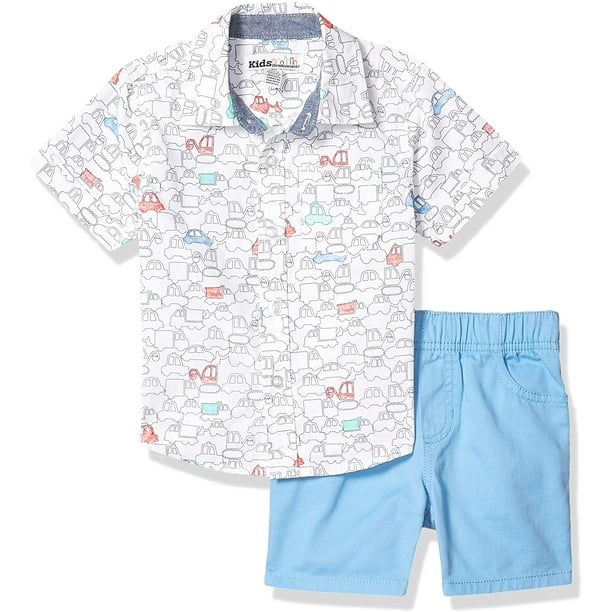 Kids Headquarters Kids Headquarters Boys Short Set White/Blue Cars