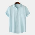 thumbnail image 2 of Turilly Mens Shirts Men Casual Solid Turndown Short Sleeve Button Closure Shirt Hawaii Blouse, 2 of 6