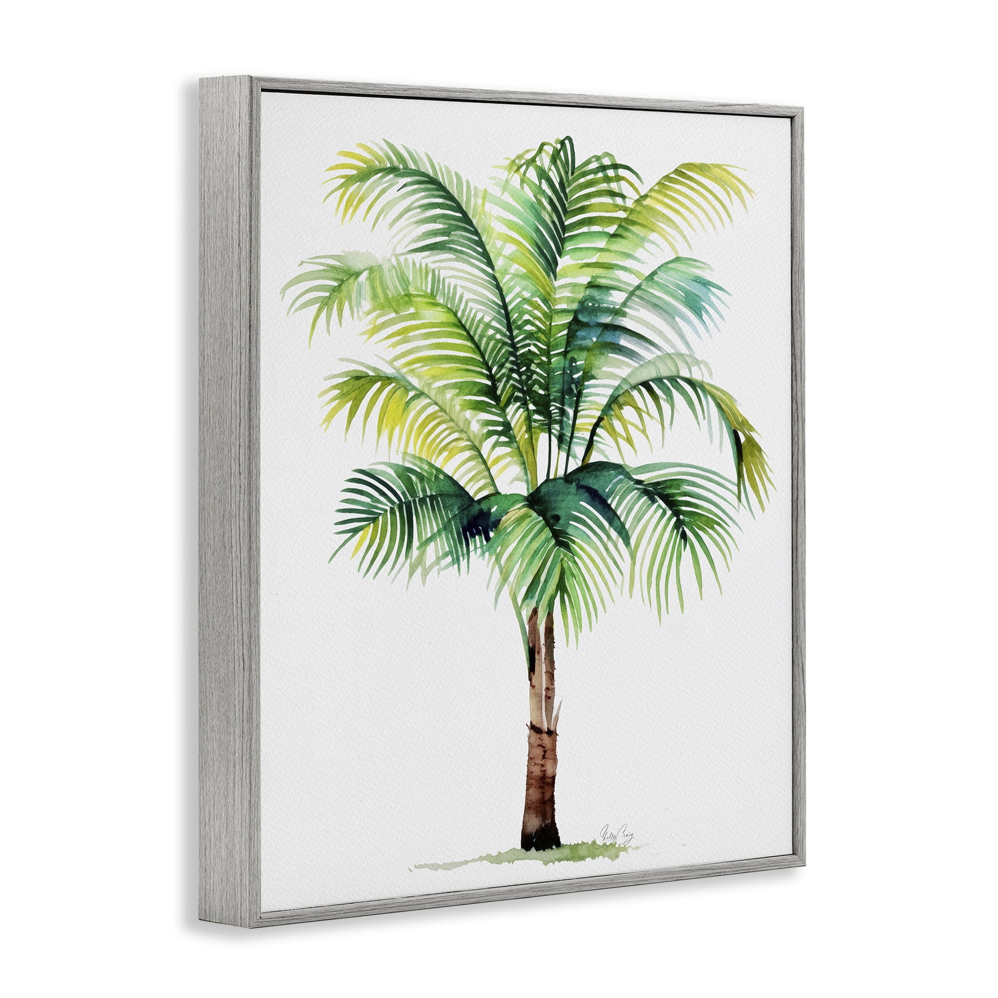 Stupell Industries Breezy Fronds Palm Gray Framed Giclee Art, design by Shelly Craig