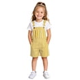 thumbnail image 2 of Kids Striped Short Overalls Adjustable Strap Romper with Front Pocket Casual Striped Playsuit for Boys & Girls Yellow Size 12-13 Years, 2 of 5