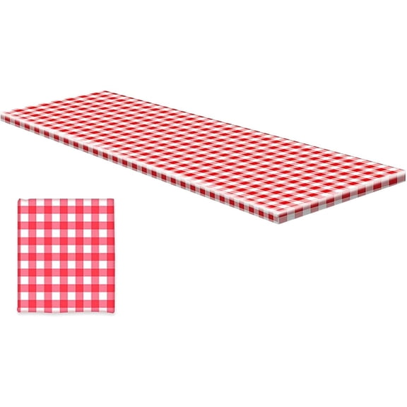 Fitted Picnic Tablecloth, Red and White Grid, Lightweight, Outdoor and Indoor Table Cover
