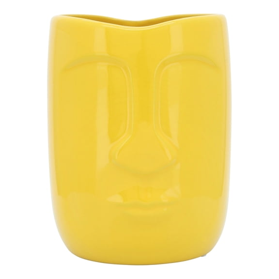 Sagebrook Home Ceramic 6" Face Vase, Yellow