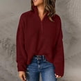 thumbnail image 2 of ManxiVoo Long Sleeve Quarter Zip Turtleneck Pullover Sweater for Women Cozy Comfortable Everyday Wear XXL Size Wine, 2 of 7