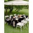 thumbnail image 3 of Outdoor Tablecloth with Umbrella Hole and Zipper, Black Brown Rectangle Table Cloth 54x80 Inch Waterproof Tablecloth, White Circle Modern Minimalist Geometric Picnic Table Cover for Patio Camping, 3 of 7