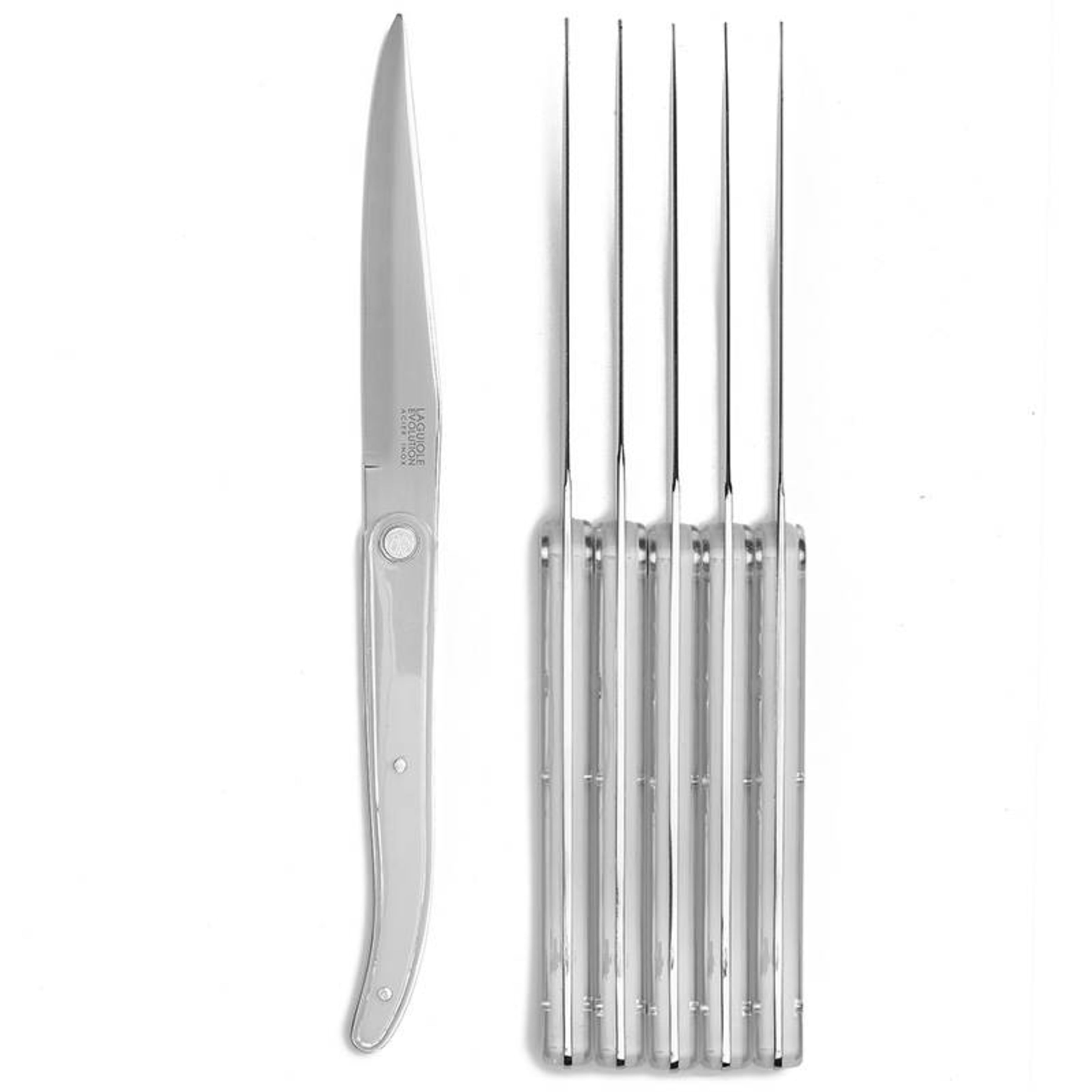 Laguiole Sens 6-Piece Steak Knife Set - White handle