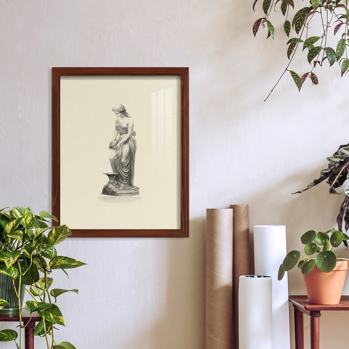 Classical Statuary II -Framed Print w/glass-Chestnut
