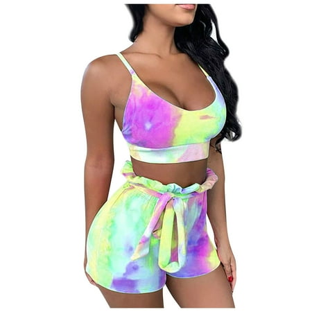 HSMQHJWE Seamless Shorts Suit Bathing Suit Shorts Home Sets Wear Sleep Tops+Pants Wear Women Fashion Casual Set Lounge Women Suits & Sets Bandeau Bathing Suit Top
