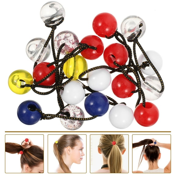 LOLIPPYY 10 Pcs Double Balls Hair Ties Assorted Color Plastic Holds Hair for Kids Daily Wear
