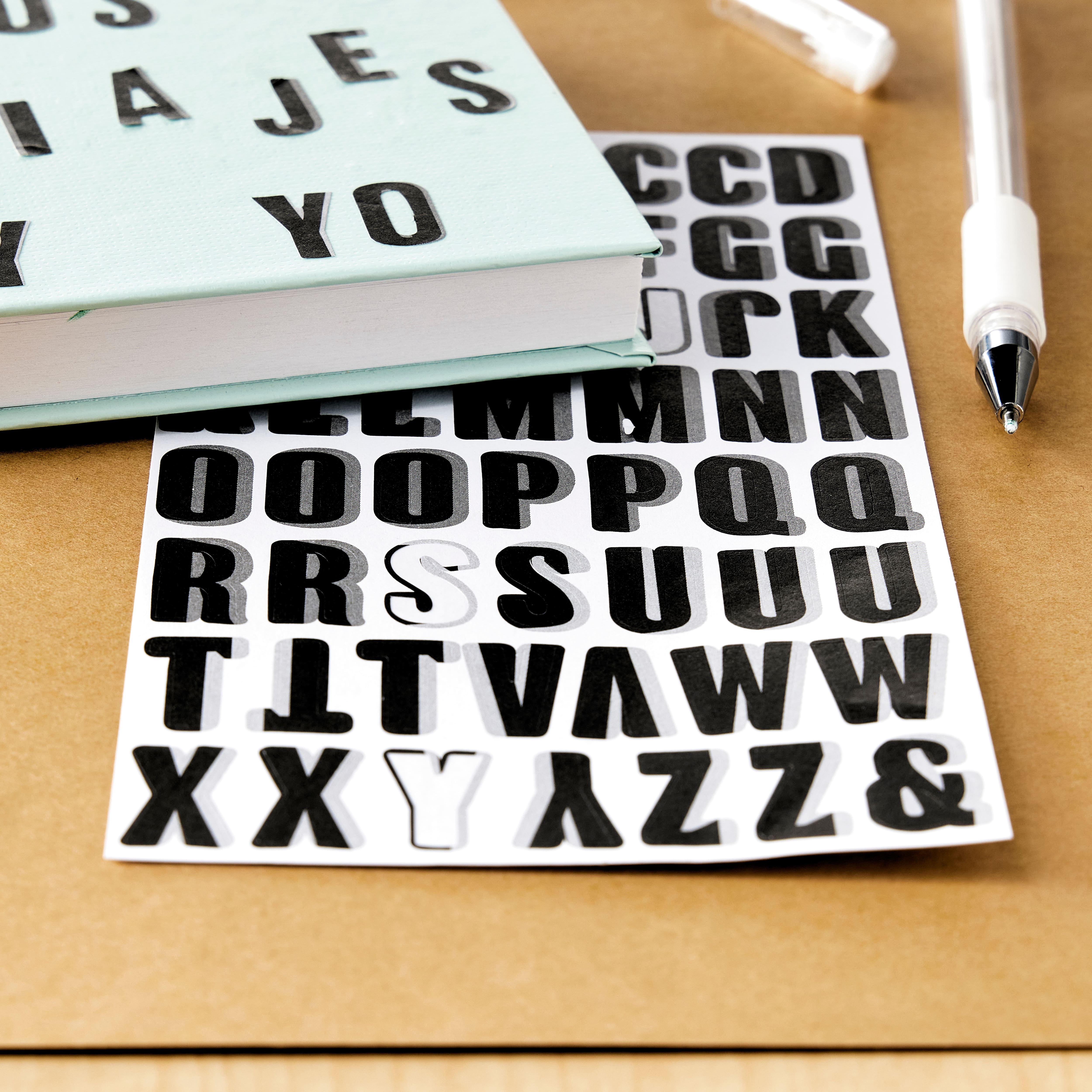 Recollections Black Block Alphabet Stickers with Gray Shadow, 12 Packs: 120 ct. (1440 total)