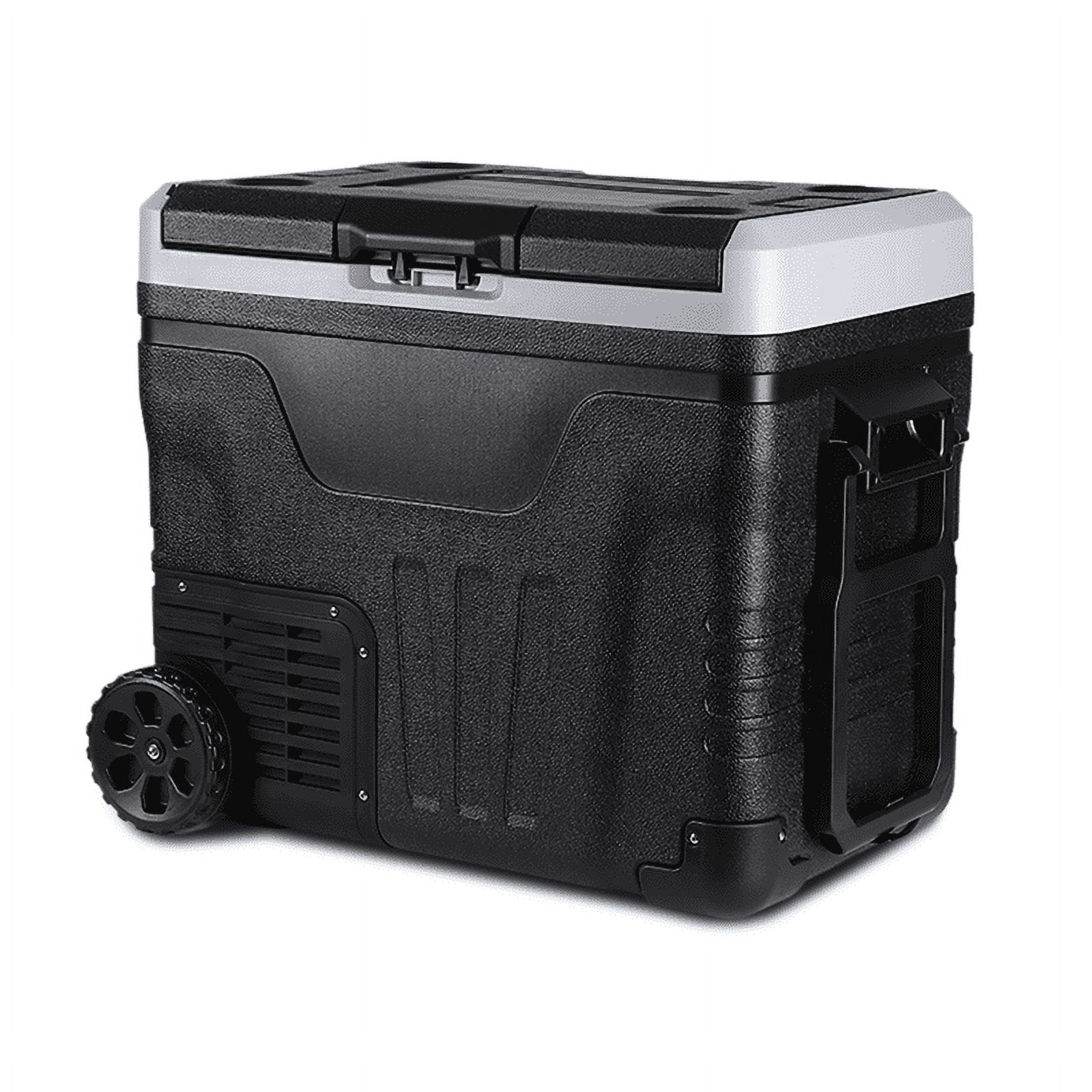 Entcook 12V Portable Car Refrigerator Freezer with Wheels, 53 Quarts, -4℉-68℉ Electric Cooler for Outdoor, Camping, Vehicles, Travel