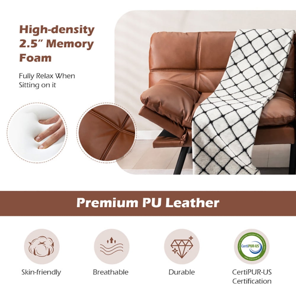Finihen Sofa Bed, Convertible Memory Foam Couch Bed, Convertible Memory Foam Futon Sofa Bed with Adjustable Armrest, for Living Room, Brown