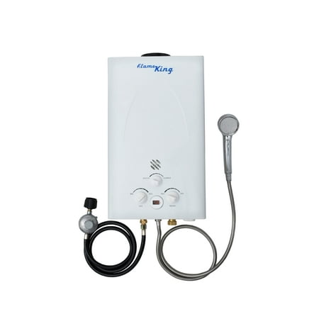 Flame King Portable Propane Tankless Outdoor Water Heater, Instant Hot Water, 68,000 BTU, 2.64 GPM, 10L, Ideal for Camping, RV & Cabin