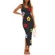 thumbnail image 1 of Vestido ajustado de verano ZESICA, de punto floral, midi, negro, negro, para mujer, 1 of 7