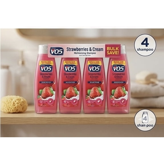 4 Pk VO5 Strawberries & Cream Moisturizing Shampoo, 15 Fl. Oz.