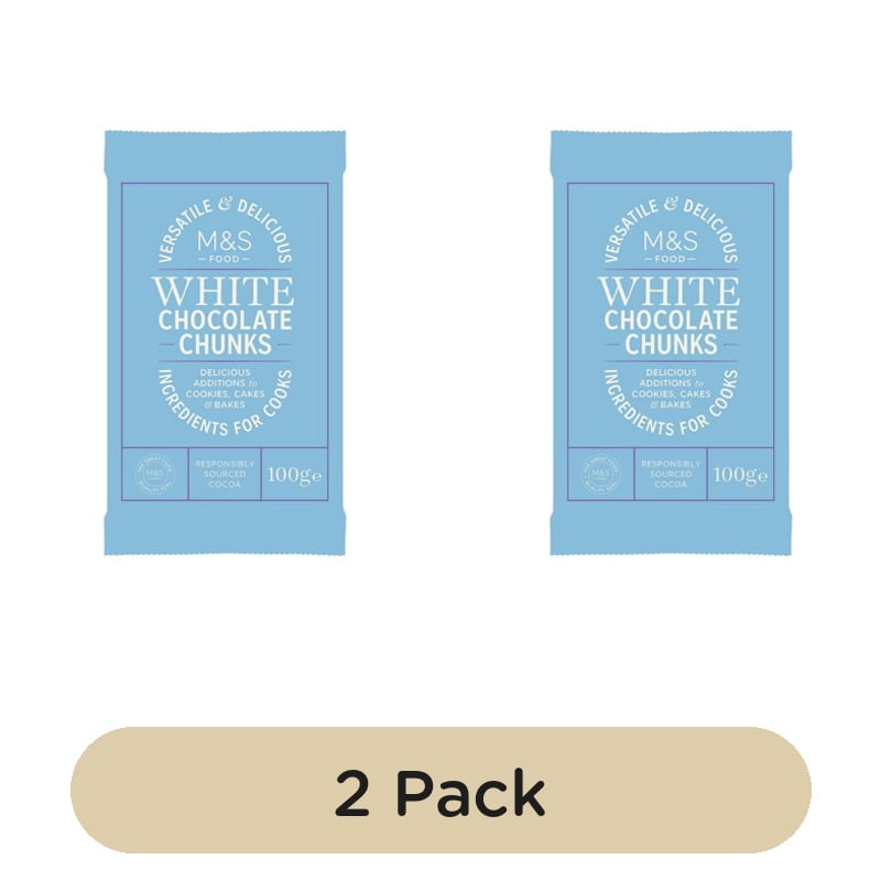 M&S White Chocolate Chunks 100g, British Import (Pack of 2)