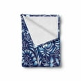 thumbnail image 2 of Navy Soft Flannel Fleece Throw Blanket, Folk Chinese Design Inspired Floral Swirls Classic Image, Cozy Plush for Indoor and Outdoor Use, 60" x 80", Royal and Sky Blue, by Ambesonne, 2 of 6