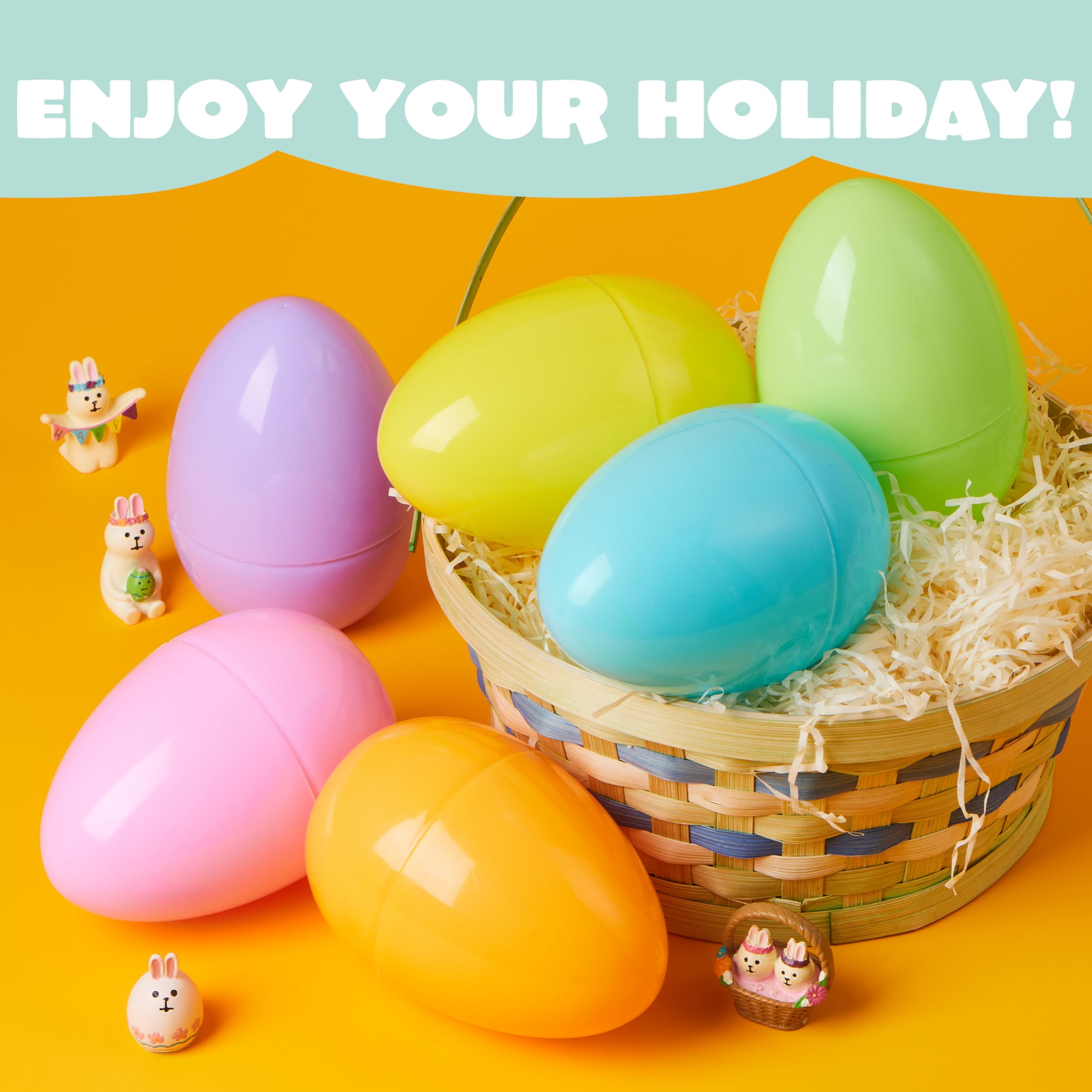 Joyfy 6 pack Large Easter Eggs, 6" Pastel Jumbo Plastic Easter Eggs, Empty Fillable for Easter Egg Hunt, Basket Stuffers, Party Favors, Classroom Prize Supplies