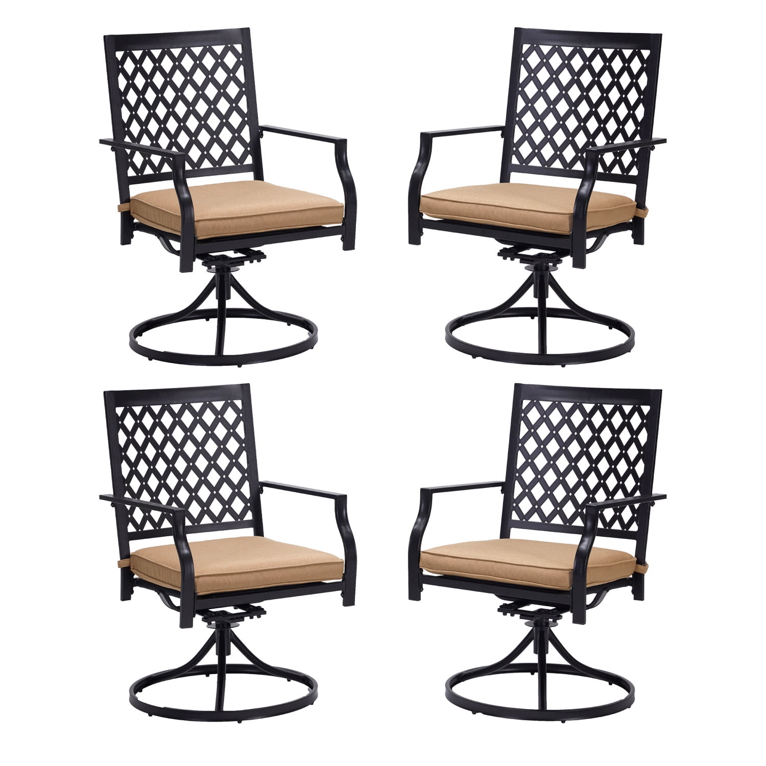 Vicllax Outdoor Swivel Dining Chairs Patio Furniture for Garden Porch Set for 4