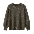 thumbnail image 4 of Soyumi Sparkly Holiday Sweater for Women Sequin Glitter top, Long Sleeve Crewneck Party Pullover, Evening Outfit Fall Cozy Chunky Knit with Shine, Brown, 4 of 9