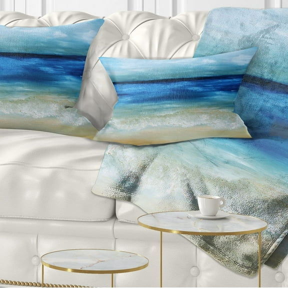 Designart Warm Tropical Sea and Beach - Seascape Throw Pillow - 12x20