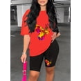 thumbnail image 3 of Conjunto De Salón Con Estampado De Mariposa De Bloque De Color, Top Casual De Manga Corta Con Cuello Redondo Y Shorts Acogedores, Ropa De Salón Y Ropa De Dormir Para Mujeres, 3 of 4