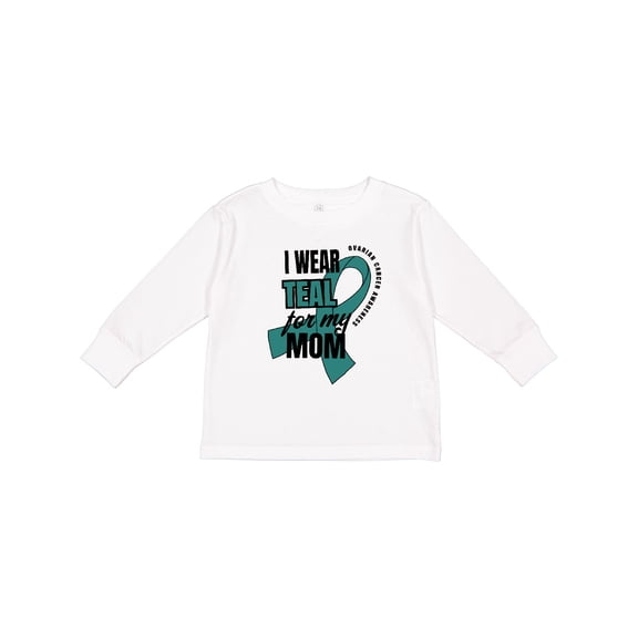 Inktastic I Wear Teal For My Mom Ovarian Cancer Awareness Boys or Girls Long Sleeve Toddler T-Shirt