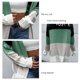 thumbnail image 5 of Abrigo de punto con frente abierto Costuras en bloque Manga larga Ajuste informal Suéter elegante con frente abierto para mujer Verde S, 5 of 6