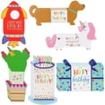 thumbnail image 4 of 24 Pack Die Cut Tri-Fold Happy Birthday Cards for Kids with Envelopes, Includes Dogs, Rocket, Unicorn, Cactus, Bday Gift (6 Designs), Ages 3-14, 4 of 5