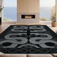 thumbnail image 2 of Design&I 2'x3' Washable Throw Rug Low Profile Daily Traffic Ready Accent Gothic Coiled Heads Interlocking Scale Field Snake Serpent Round Playful for Hallway, Laundry Room, 2 of 7