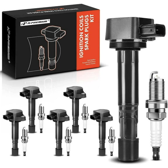 A-Premium Set of 6 Ignition Coil Pack and Iridium Spark Plugs Compatible with Honda Pilot Ridgeline 2006-2008 & Acura MDX 2003-2006 & Saturn Vue 2004-2007, V6 3.5L
