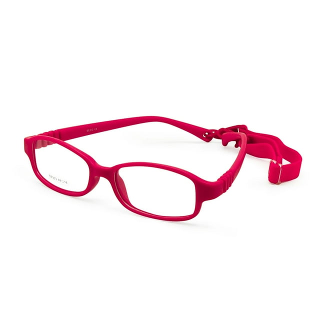 Gafas para niños y niñas, montura de gafas ópticas con correa, tamaño 49-16,6-8 años sin tornillo, gafas flexibles de una pieza para niños con cordón