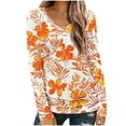thumbnail image 2 of Ailaofu Long Sleeve Shirts for Women Fall Fashion Basic Trendy V-neck Floral Printed Casual Tops, 2 of 5