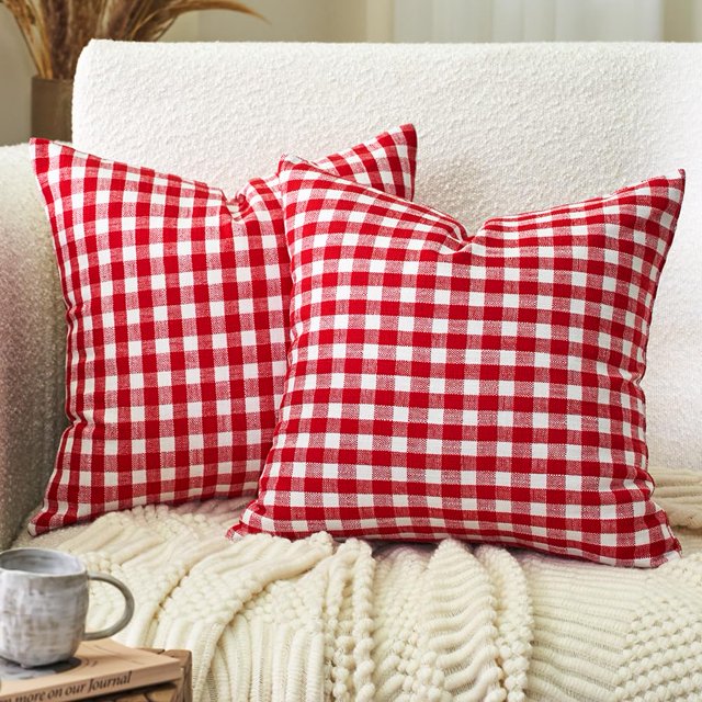 Juego de fundas de almohada decorativas CARRIE HOME, 16 x 16 cm, color rojo