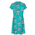 thumbnail image 5 of Puntoco Vestido De Cuello Redondo De Manga Corta Suelto Informal Estampado Del Día De La Independencia De Verano Para Mujer Verde Menta Xl,Regalos Para Mujer Joven, 5 of 5