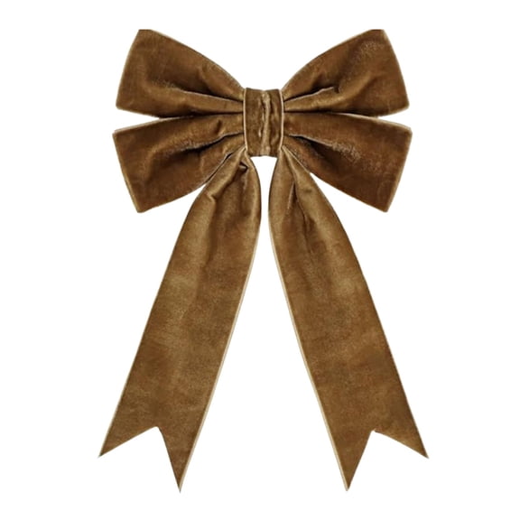 Vintage Velvet Ribbon Bow Christmas Tree Decoration 5x7 Inch - Brown Xmas Ornament for Wreath, Door, Mantel, Halloween Fall Display, Farmhouse Holiday Party Decor and DIY Craft Accent
