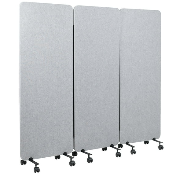 VIVO Gray 72 x 66 inch Mobile Privacy Panel Office Partition on Wheels