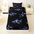 thumbnail image 3 of Feelyou Ocean Camo Shark Twin Sheet Sets for Kids Boys Girls, Marine Animal Bedding, Navy, 3pcs, 3 of 5