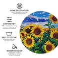 thumbnail image 4 of Kll Round Shape Drink Coasters Set Of 4,Pu Leather Absorbent Coasters Set Decorative Coffee Cup Coasters Housewarming Gift For Home Decor-Landscape With Sunflowers, 4 of 9