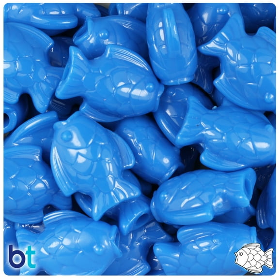 BeadTin True Blue Neon Bright 24mm Fish Pony Beads (24pcs)