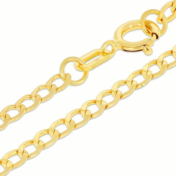 Nuragold 14k Real Yellow Gold Cuban Curb Link 2mm Chain Necklace (16"-24") Italian Jewelry for Men & Women
