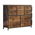thumbnail image 5 of Jojoka 10-Drawer Dresser Chest of Drawers for Bedroom, Fabric Storage Organizer With Wood Top, Side Pockets & Hooks Cabinet for Living Room, Entryway, Hallway, Closet, Retro Brown, 5 of 8
